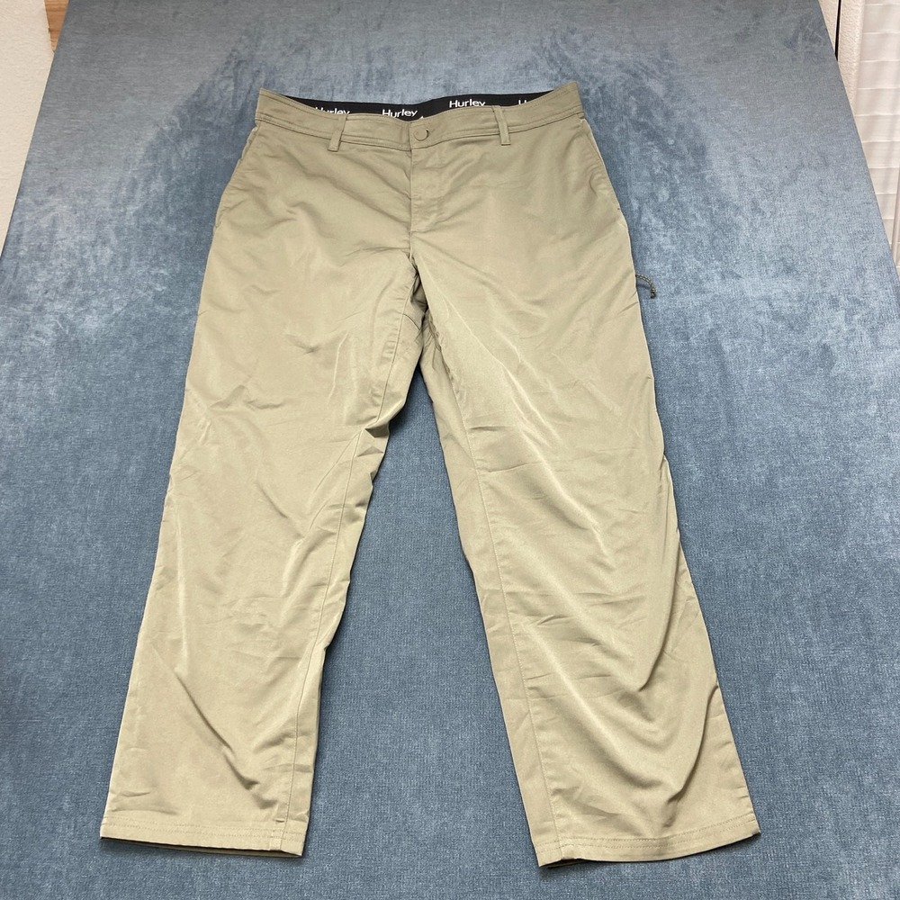 Hurley Tech Stretch Mens 40 Khaki Straight Leg Stretch Flat Front Zip Pockets